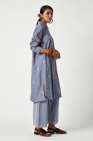 Payal Pratap-Begonia Blue Tunic And Pants-INDIASPOPUP.COM