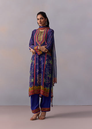 Sahiba Midnight Blue Printed Kurta Set by Kalista available on Indiaspopup.com