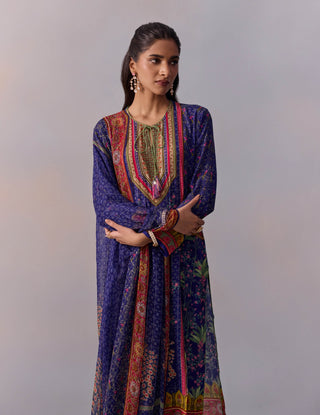 Sahiba Midnight Blue Printed Kurta Set by Kalista available on Indiaspopup.com