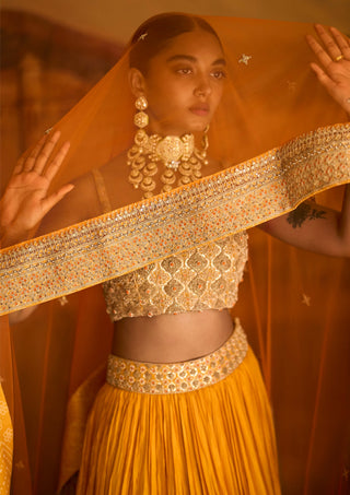 Mustard salma lehenga set