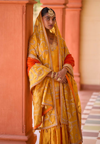 Mustard mughal gharara set