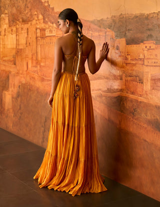 Mustard ghaghri maxi gown