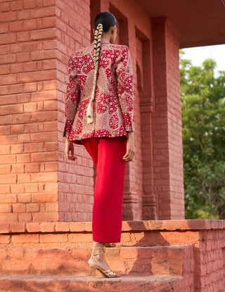 Punit Balana Red Jaipur Pant And Jacket Set available on indiaspopup