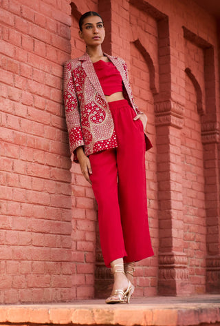 Punit Balana Red Jaipur Pant And Jacket Set available on indiaspopup