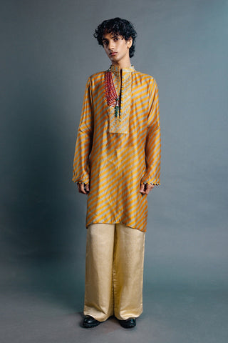 Mustard leheriya kurta set