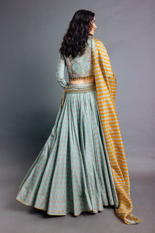Sage green koti lehenga set