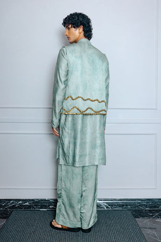 Sage green coin work bundi set