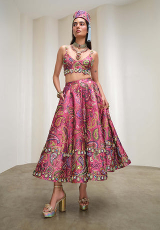 Pop Paisley Parade Half Lehenga With Bralette