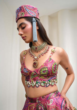 Pop Paisley Parade Half Lehenga With Bralette