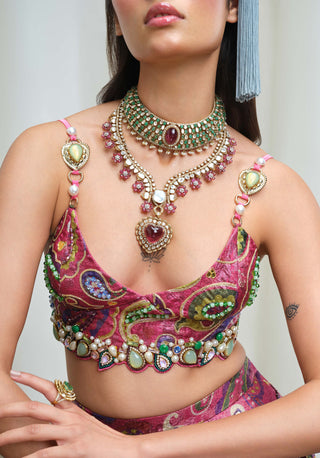 Pop Paisley Parade Half Lehenga With Bralette