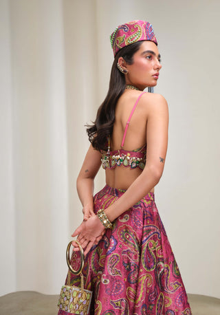 Pop Paisley Parade Half Lehenga With Bralette