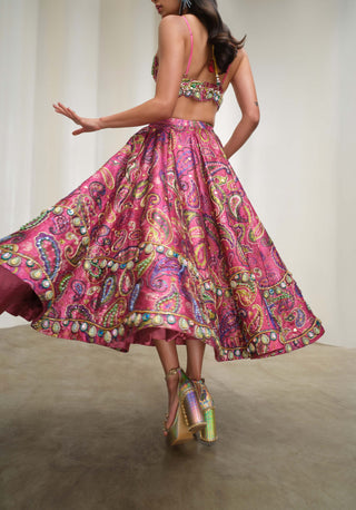 Pop Paisley Parade Half Lehenga With Bralette