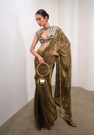 Gilded Drama Sari Set