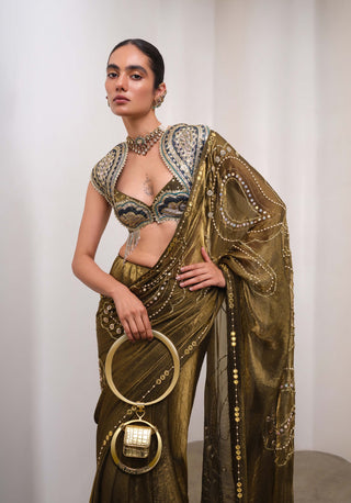Gilded Drama Sari Set