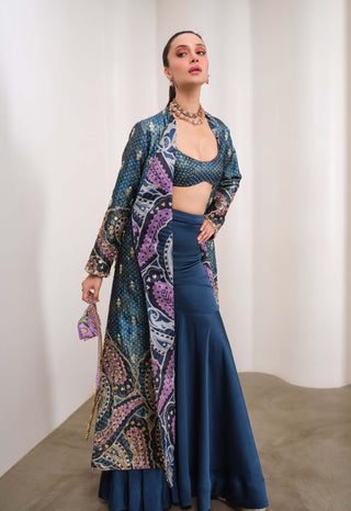 Midnight Power Move Jacket With Flared Pant Set