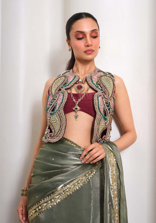 Olive Noir Affair Sari Set