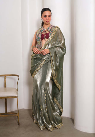 Olive Noir Affair Sari Set