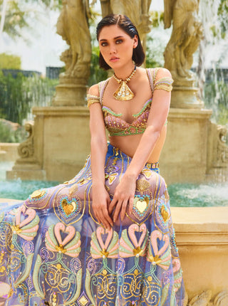 Once In A Blue Moon Lehenga Set by Papa Don'T Preach By Shubhika, available on Indiaspopup.com