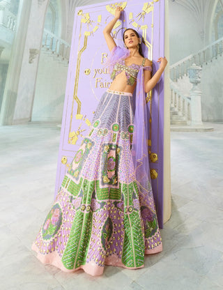 Dear Dahlia Multicolor Lehenga Set by Papa Don'T Preach By Shubhika, available on Indiaspopup.com