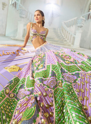 Dear Dahlia Multicolor Lehenga Set by Papa Don'T Preach By Shubhika, available on Indiaspopup.com