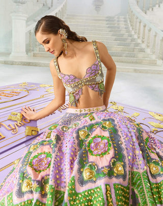 Dear Dahlia Multicolor Lehenga Set by Papa Don'T Preach By Shubhika, available on Indiaspopup.com