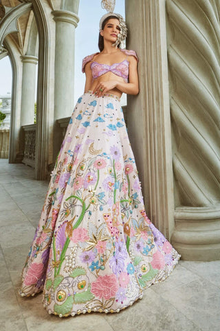 Whimsical Wonderland Ivory Lehenga Set by Papa Don'T Preach By Shubhika, available on Indiaspopup.com