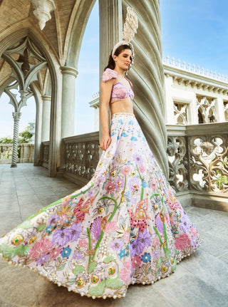 Whimsical Wonderland Ivory Lehenga Set by Papa Don'T Preach By Shubhika, available on Indiaspopup.com