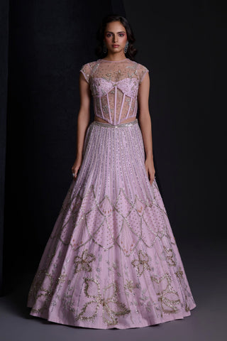 Elan lilac corset lehenga set