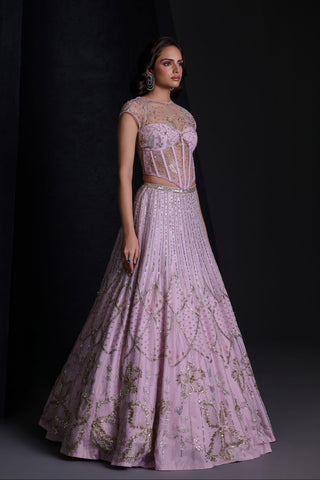 Elan lilac corset lehenga set