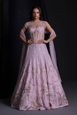 Elan lilac corset lehenga set