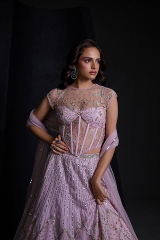 Elan lilac corset lehenga set