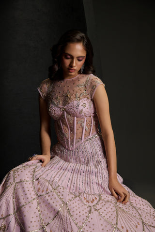 Elan lilac corset lehenga set