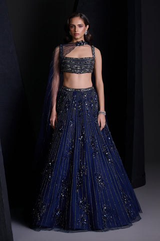 Cosmic navy blue lehenga set
