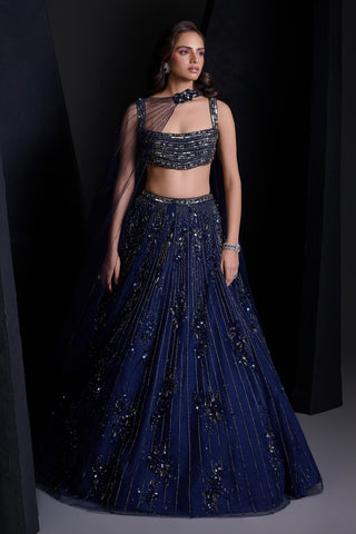 Cosmic navy blue lehenga set
