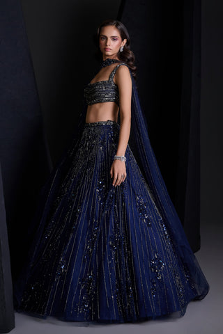 Cosmic navy blue lehenga set