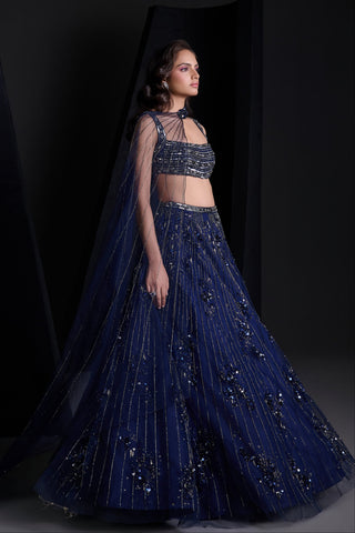 Cosmic navy blue lehenga set