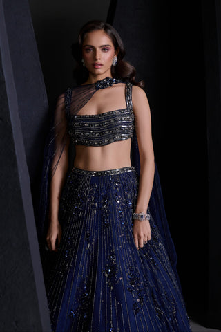 Cosmic navy blue lehenga set