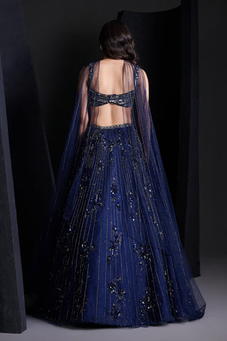 Cosmic navy blue lehenga set