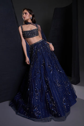 Cosmic navy blue lehenga set