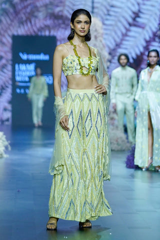 Cool Matcha Embroidered Palazzo Set by Nirmooha available on Indiaspopup.com