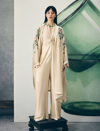Ivory shinju jumpsuit with jacket