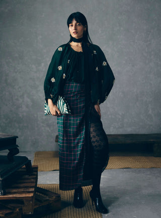 Blue ruri shirt with skirt