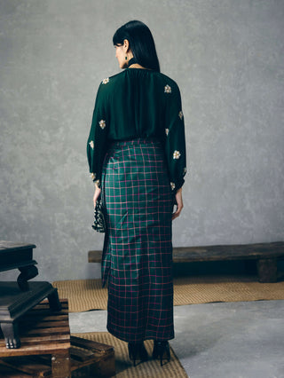 Blue ruri shirt with skirt