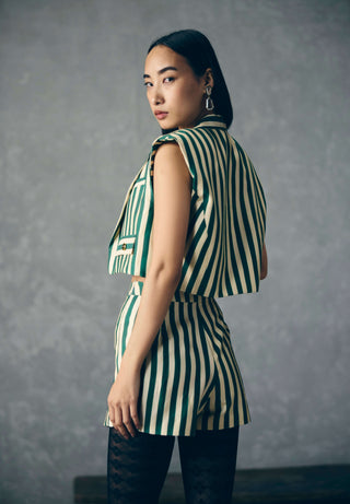 Green mori blazer with bustier and skorts