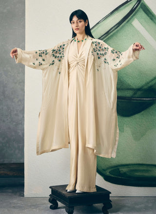 Ivory shinju jumpsuit with jacket