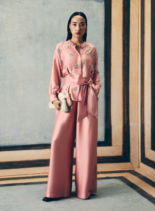Pink aimi shirt with pants