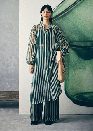 Green midori kurta with bustier and pants