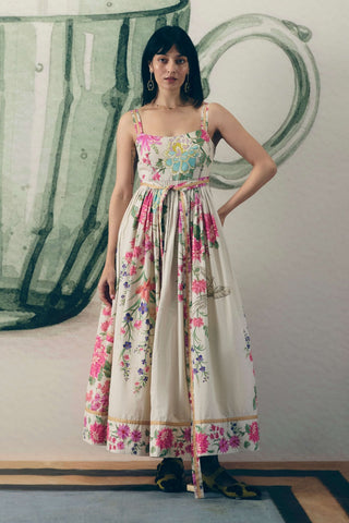 Ivory hanami dress with belt