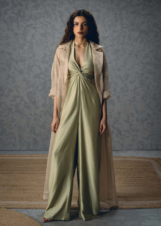 Mint shinju jumpsuit with jacket