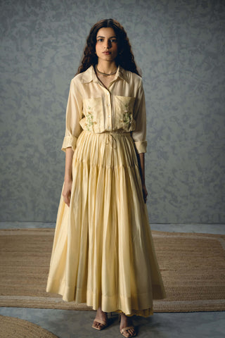 Ivory elina silk dress